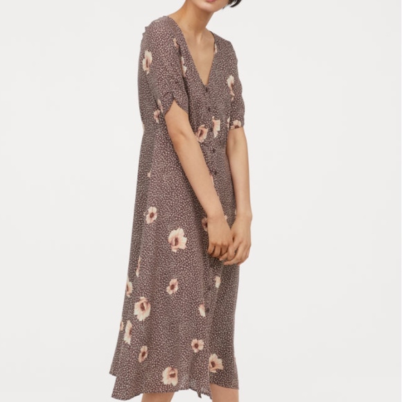 H&M Dresses & Skirts - Brown floral Calf-length Dress